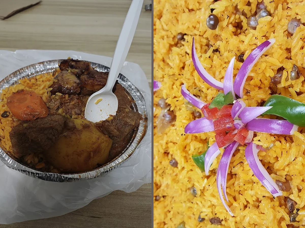 Plates of Dominican food on a table.