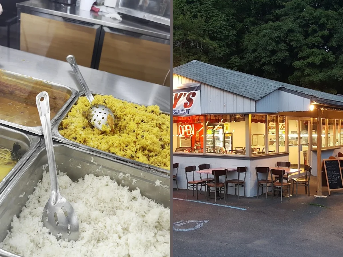 Crisp fried pork and rice served together.