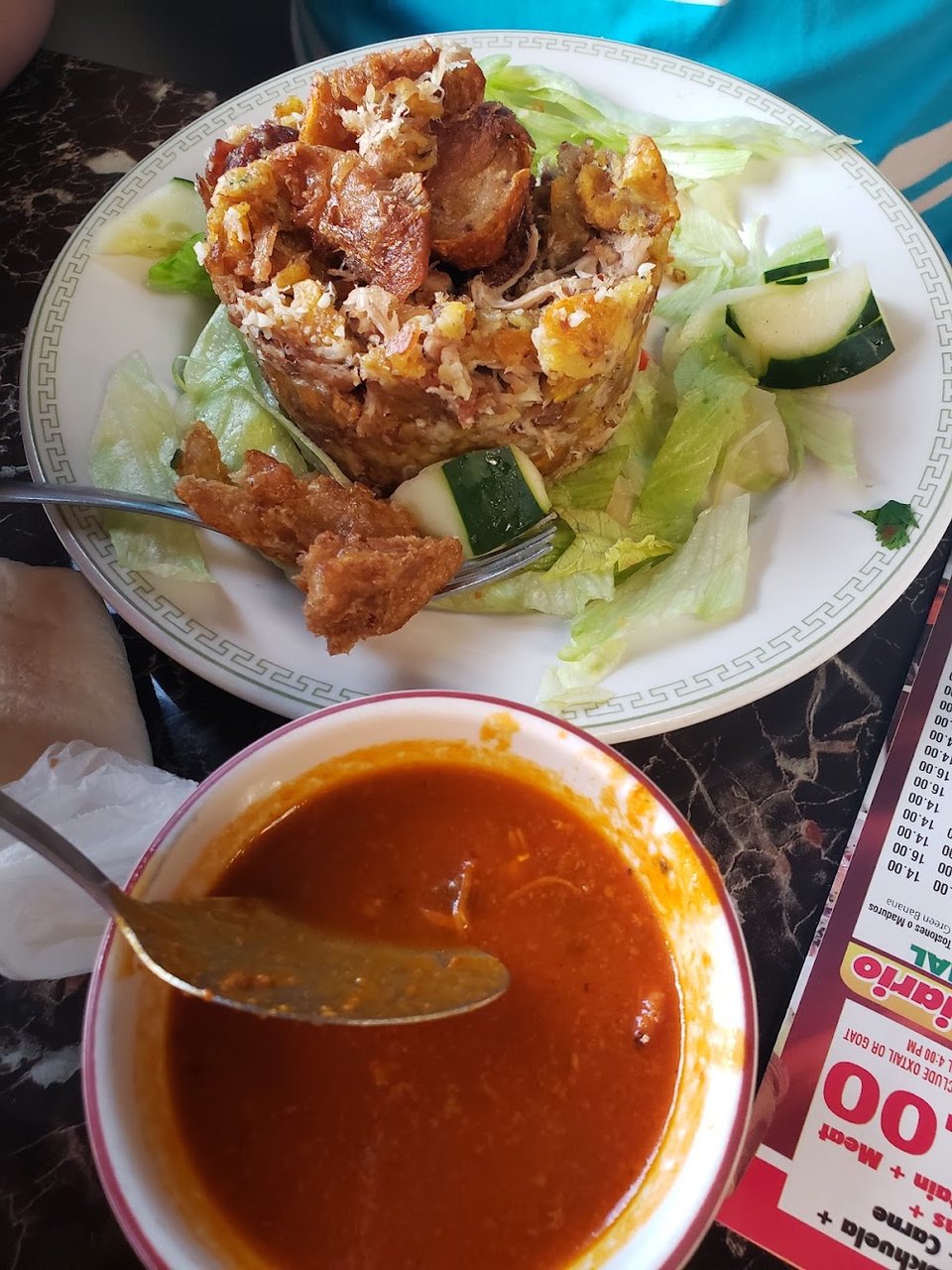 Pork Mofongo with Chicken Salsa